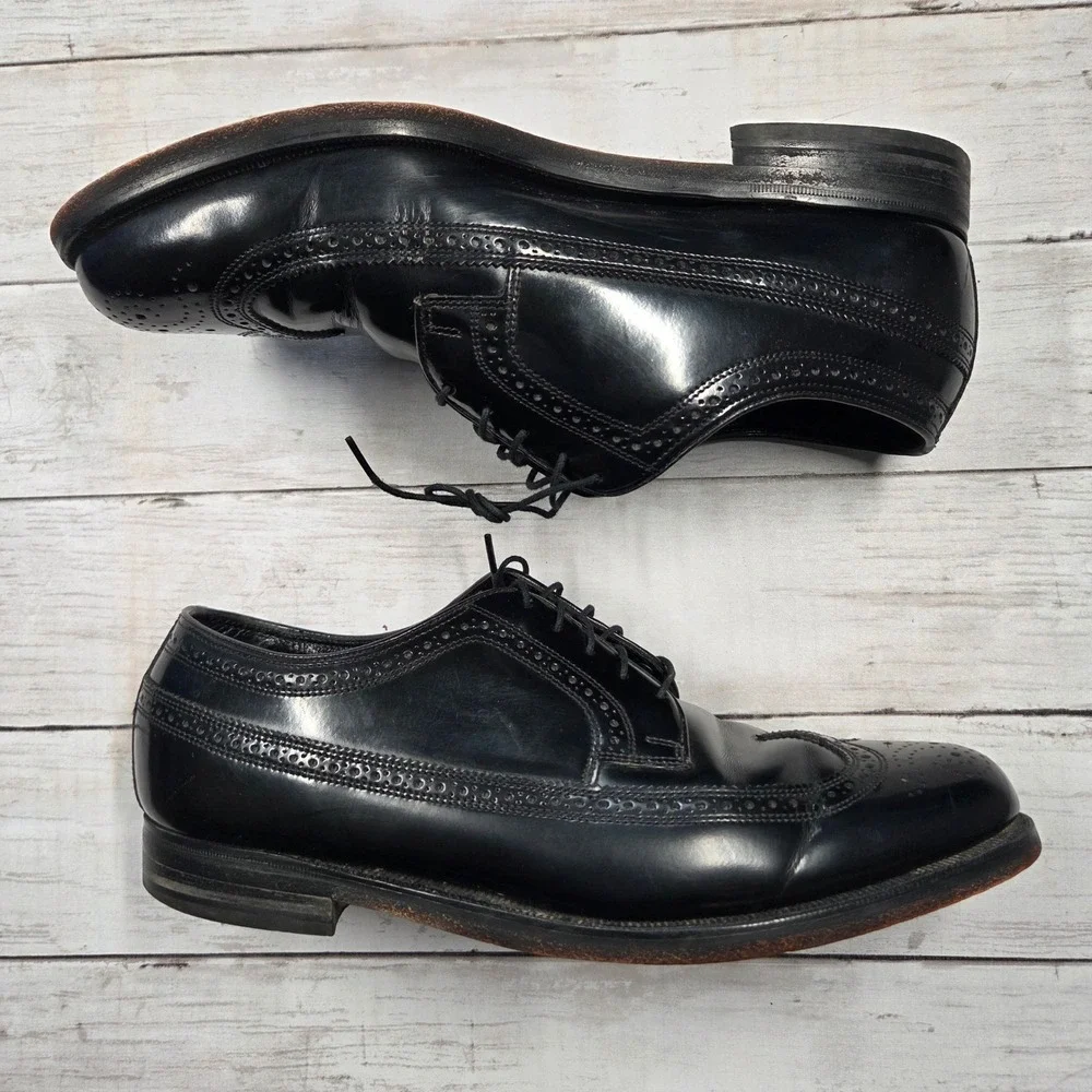 Florsheim Dress Shoes Mens‎ 9.5 3E Black Longwing Blucher 20856 Wingtip Brogue
